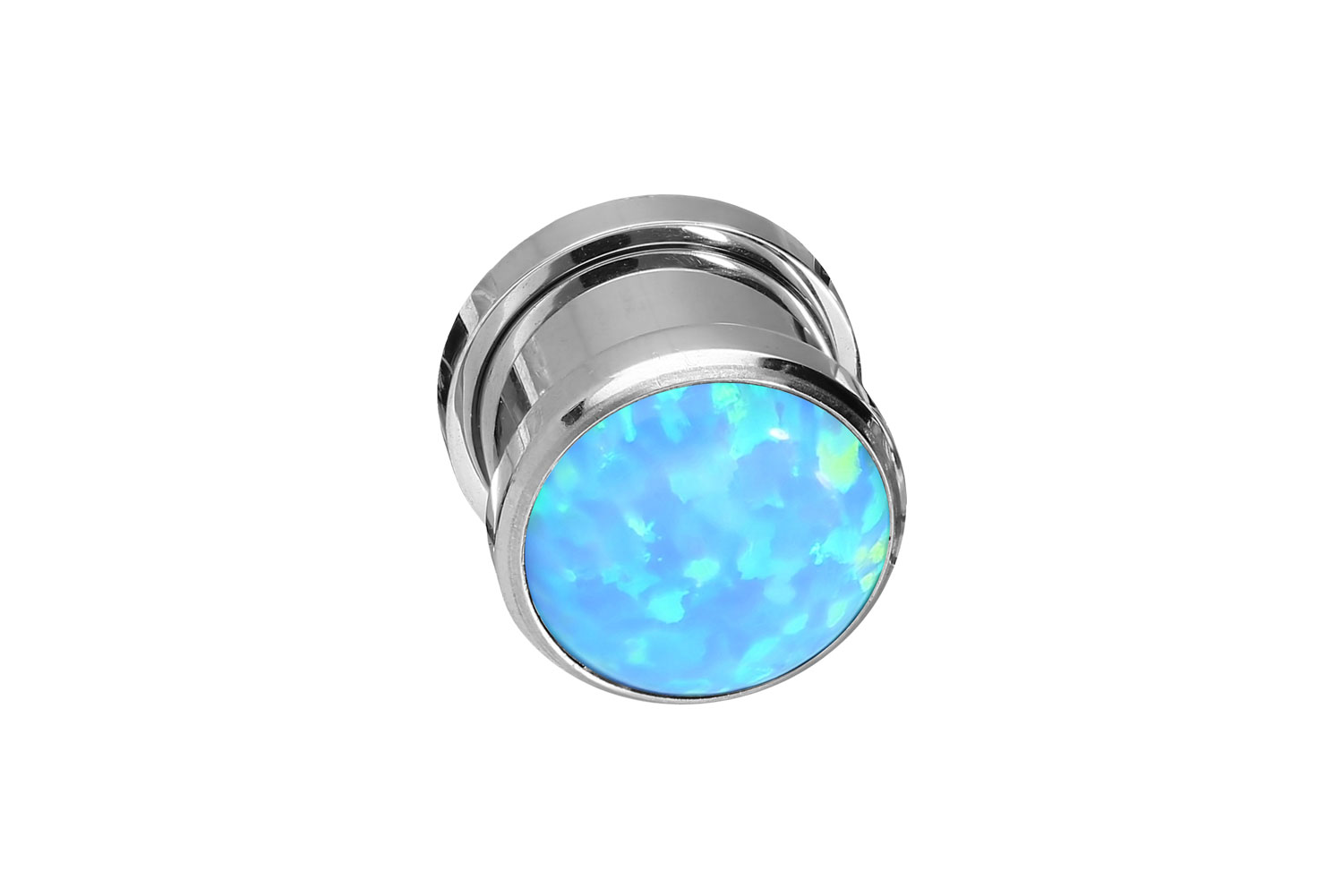 Chirurgenstahl Plug SYNTHETISCHER OPAL ++SALE++ von Piercingline